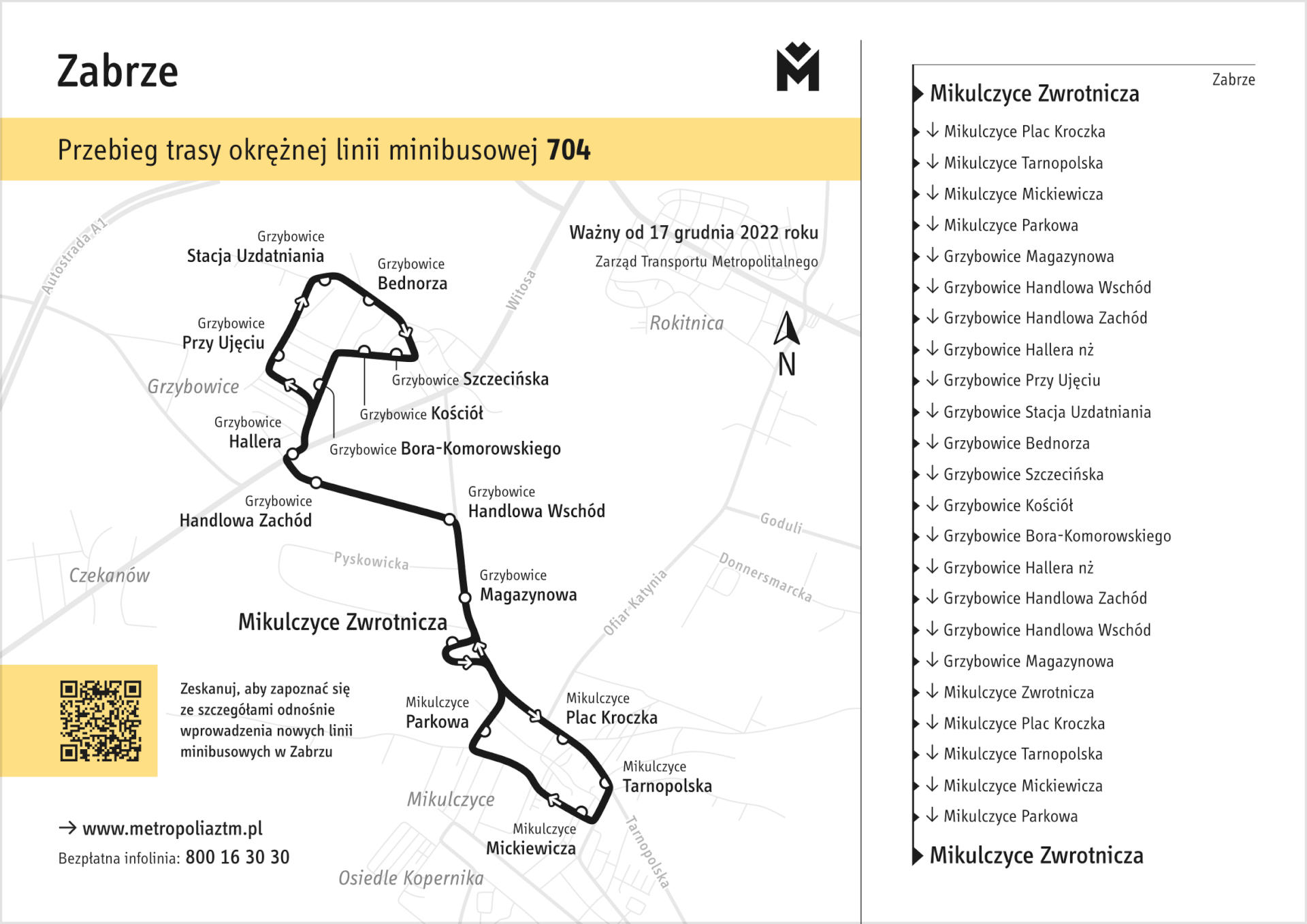 Schemat linia minibusowa 704 Zabrze