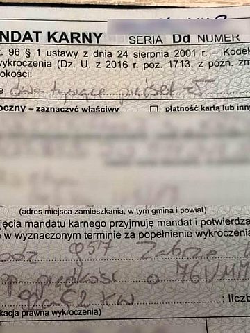 Mandat za przekroczenie prędkości Mandat za przekroczenie prędkości