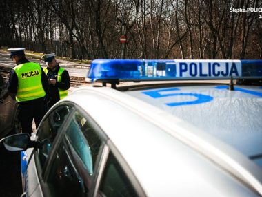 Policjanci podczas kontroli drogowej Policjanci podczas kontroli drogowej