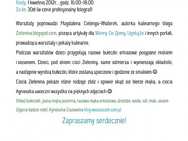 Ulotka warsztaty kulinarne dla dzieci w krowie matyldzie Ulotka warsztaty kulinarne dla dzieci w krowie matyldzie